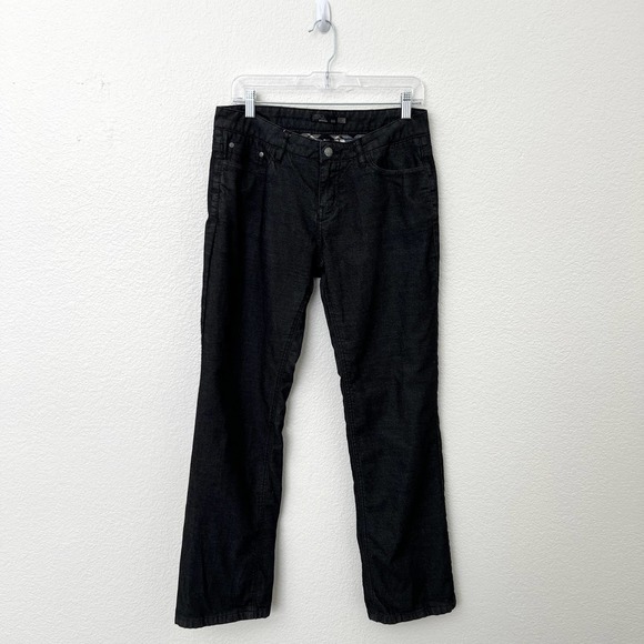 [Prana] Dark Wash Denim Mid Rise Flannel Lined Straight Leg Boyfriend Jeans Sz 6 - Picture 2 of 12